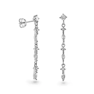 Again jewelry Silver Drop Earrings with Cubic Zirconia AJNS0011