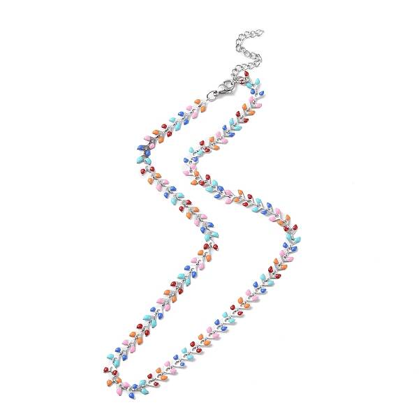 Enamel Ear of Wheat Link Chain Necklace