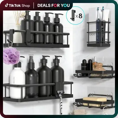 ăMega DealsăAdhesive Shower Shelves, Rustproof Stainless Steel,Large Capacity Bathroom Organizer and Storage,No Drilling ...