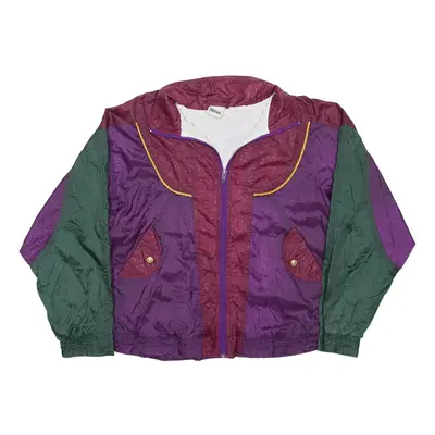 NEW MOVES Shell Jacket Maroon 90s Colourblock Womens M