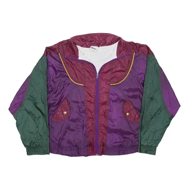 NEW MOVES Shell Jacket Maroon 90s Colourblock Womens M