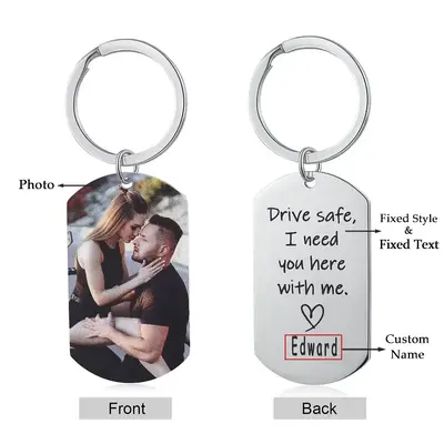 [#18]  Personalized Stainless Steel Dog Tag Keychain with Colorful Picture&Name,Valentine's Day Gifts, Birthday Gifts, Annive...