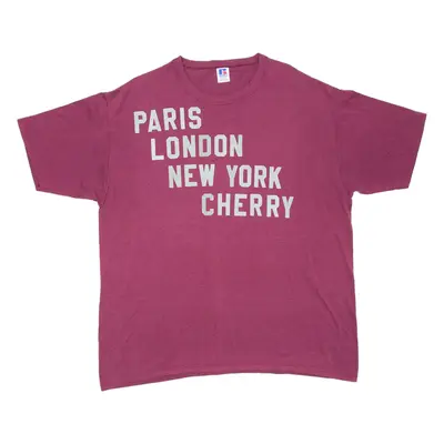 RUSSELL ATHLETIC Paris.london.new York.cherry Mens T-Shirt Maroon XL