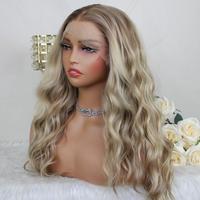 A34 by AISOM Curly Warm Blonde Highlight Free Part Pre Plucked 20inch 13x4 Synthetic Lace Front Wig for Women Tiny Knots Heat...