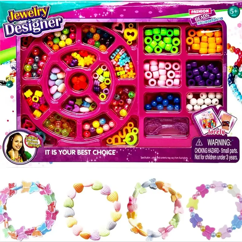 DIY Beaded Materials Kit, 1 Box Creative Intelligence DIY Bead Bracelet Necklace Making Jewelry Toy Kit, Great for Kids' DIY ...