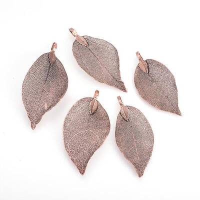 Electroplated Natural Leaf Big Pendants