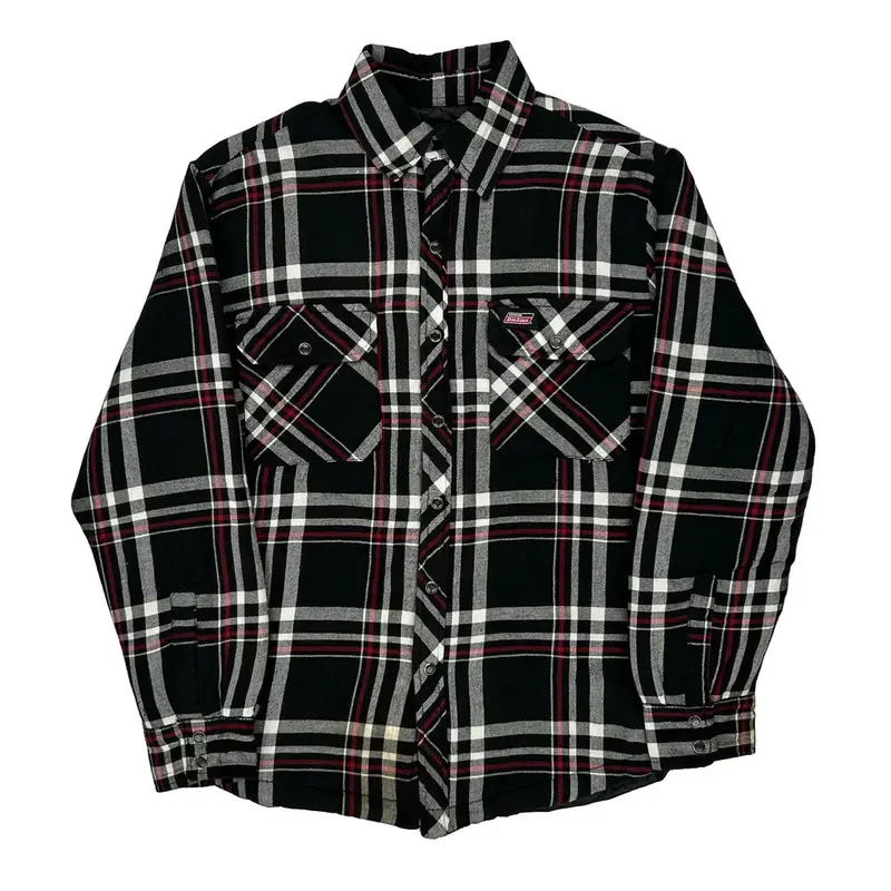 Dickies Checked Overshirt - Large Black Cotton