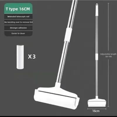 Large Lint Rollers for Carpet, 9.45 in with 3 Extendable Handle,Long Handle Sticky Mop for Cleaning Carpets, Clothing, and Pe...