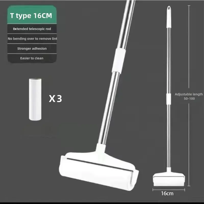 Large Lint Rollers for Carpet, 9.45 in with 3 Extendable Handle,Long Handle Sticky Mop for Cleaning Carpets, Clothing, and Pe...