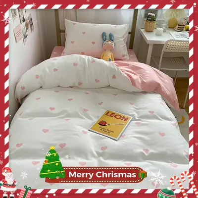 Heart Pattern Quilt Cover Set, 3 Counts/set 1 Duvet Cover and 1 Bed Sheet & 1 Pillowcase, Quilt Bedspread Set, Duvet Cover Se...