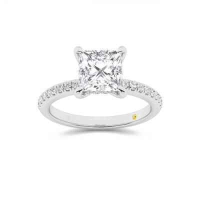 Aurelia Half Coverage Hidden Halo Princess Cut Lab Grown Diamond Engagement Ring | 14K White Gold 3 1/2 CT. TW.