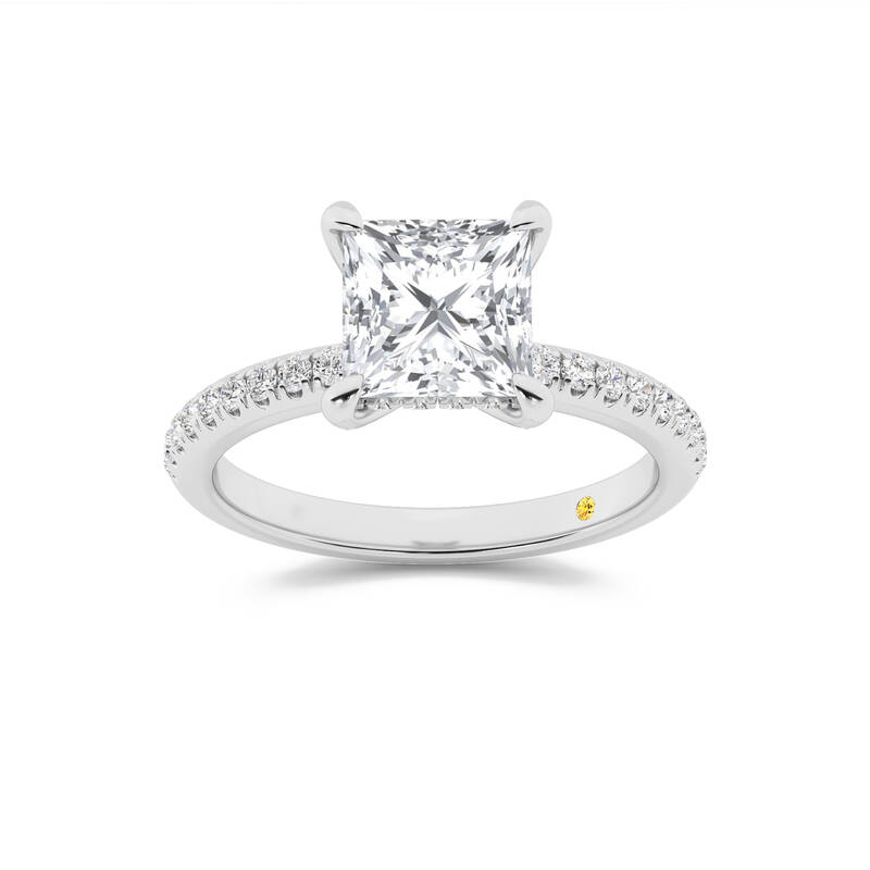 Aurelia Half Coverage Hidden Halo Princess Cut Lab Grown Diamond Engagement Ring | 14K White Gold 3 1/2 CT. TW.