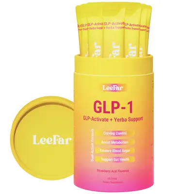 LeeFar GLP-1 Drink Mix – Dual-Action Craving & Metabolism Support | Berberine, Chromium, 5-HTP, Yerba Mate & Magnesium | Su...
