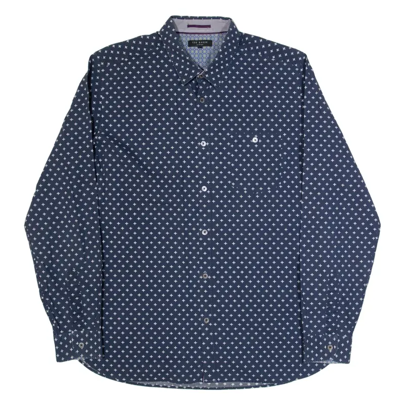 TED BAKER Mens Shirt Blue Spotted Long Sleeve L