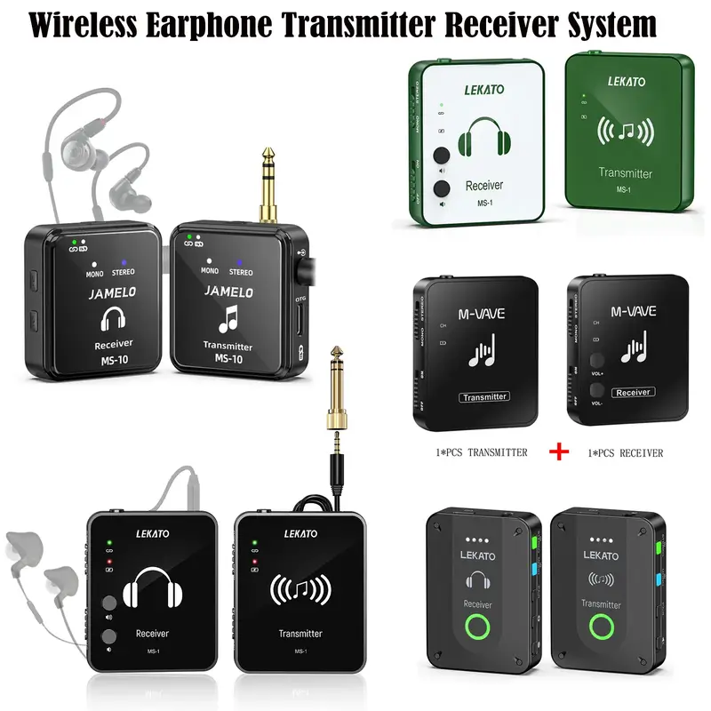 【CRAZY DEAL】LEKATO MS-1 Guitar Wireless in Ear Monitor System Set,2.4G Stereo IEM Wireless System,with Transmitter Beltpa...