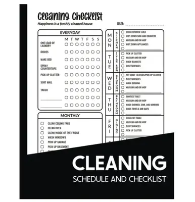 Cleaning Schedule and Checklist: Daily Weekly and Monthly Household Cleaning Planner for Adults Paperback