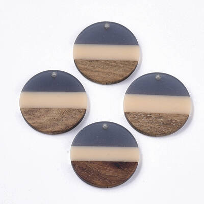 Two Tone Transparent Resin & Walnut Wood Pendants