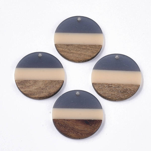 Two Tone Transparent Resin & Walnut Wood Pendants