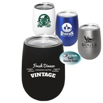 50 Custom Halcyon 12 oz Stainless Steel Wine Glass with Acrylic ...