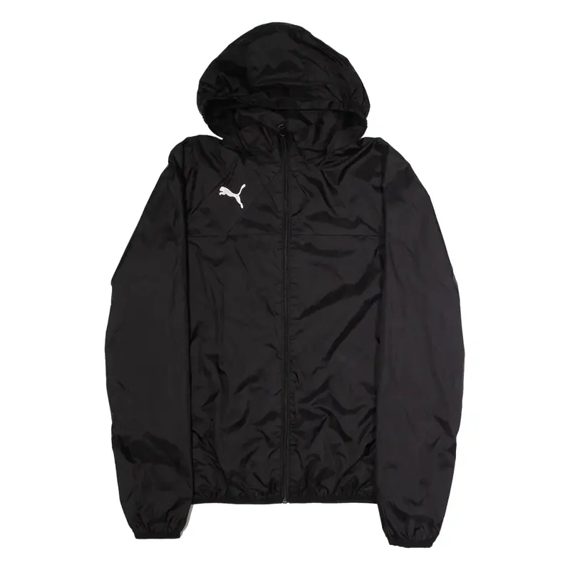 PUMA Mens Rain Jacket Black Nylon Hooded L