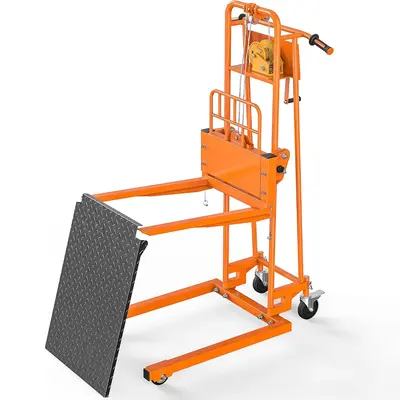 450lbs  Lift Winch Stacker, Pallent Truck Dolly, 35.5in Max Lift with Fork Lift Table & 8\