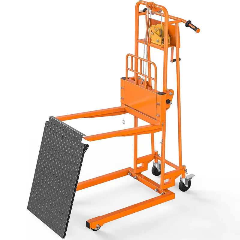 450lbs  Lift Winch Stacker, Pallent Truck Dolly, 35.5in Max Lift with Fork Lift Table & 8\