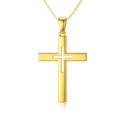 9K Gold Cross Pendant Necklace