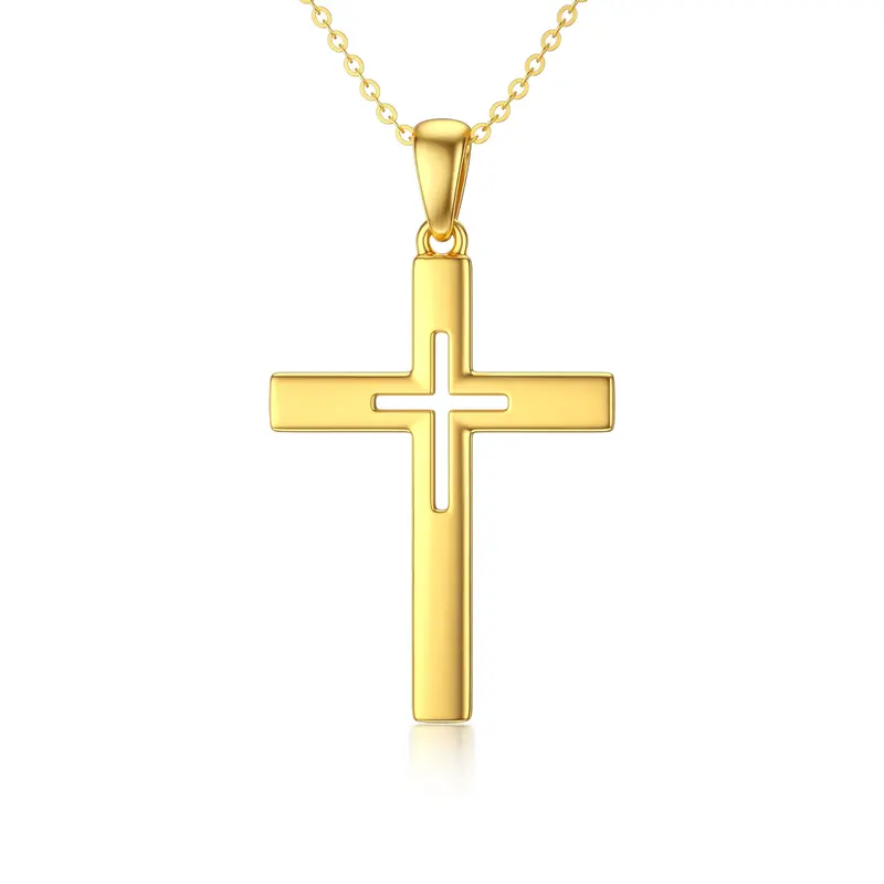 9K Gold Cross Pendant Necklace