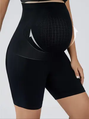 Women's Solid High Waist Shorts, Casual Comfy Basic Breathable Fit Shorts for Pregnancy & Postpartum, Maternity Leggings, Hig...