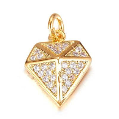 Brass Micro Pave Cubic Zirconia Charms