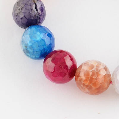 Dyed Natural Multi-Color Agate Beads Strands