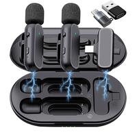2 Pack Professional Wireless Lavalier Microphone for Android, iPhone iPad with Adapter Included Noise Reduction Plug-Play Cli...