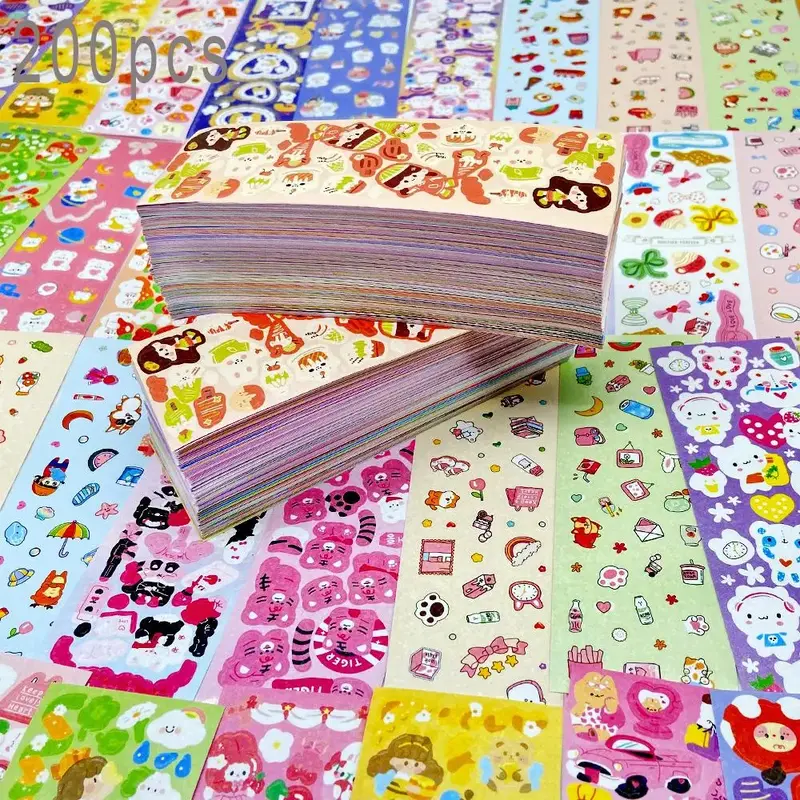 Cute Cartoon Sticker, 200pcs/set DIY Decorative Sticker, Decorative Sticker for Phone Case, Journal, Diary, Scrapbook, Gift W...