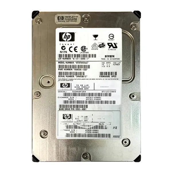 A9761-64001 HP 72.8GB Ultra-320 SCSI 15000 3.5-inch Hard Drive