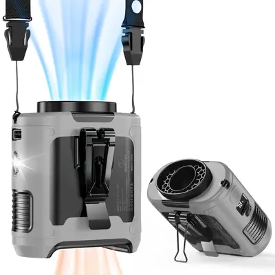 Portable Waist Fan, 5 Speeds 10000mAh Personal Cool Fan With Flashlight, Hand-Free Wearable Belt Fan for Outdoor Working Hiki...
