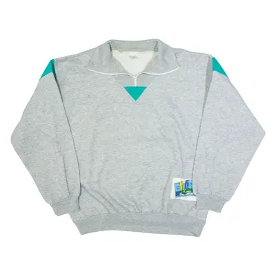 STREET LIFE NEW YORK Mens Sweatshirt Grey 1/4 Zip 90s L