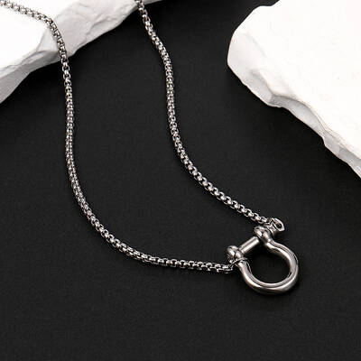 Stainless Steel Horseshoe Pendant Men's Necklaces