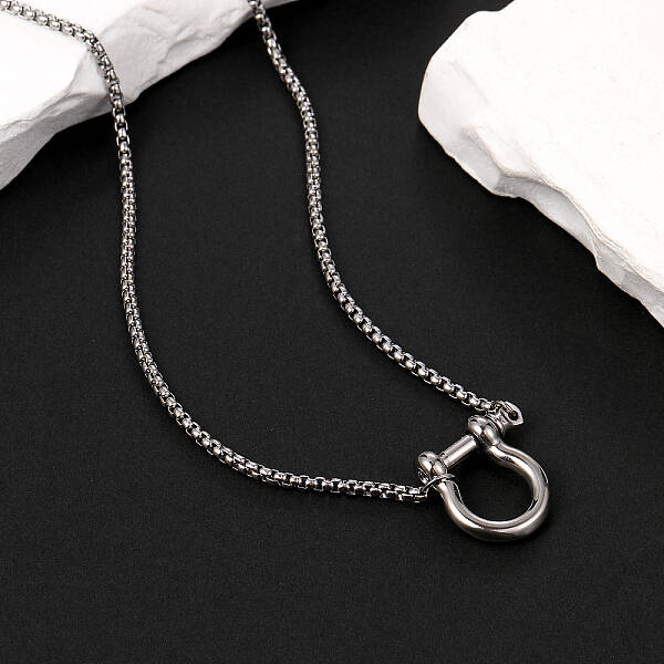 Stainless Steel Horseshoe Pendant Men's Necklaces