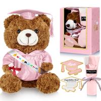 Graduation Bear Gifts Set Include Stuffed Animal Bear with Gown Cap Tassel Class of 2025 Grad Card Soap Artificial Flower Box...