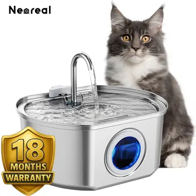Upgrade From a Bowl to a Fountain Neareal Automatic Pet Water Dispenser with Multiple Filtration Stainless Steel Fountain wit...