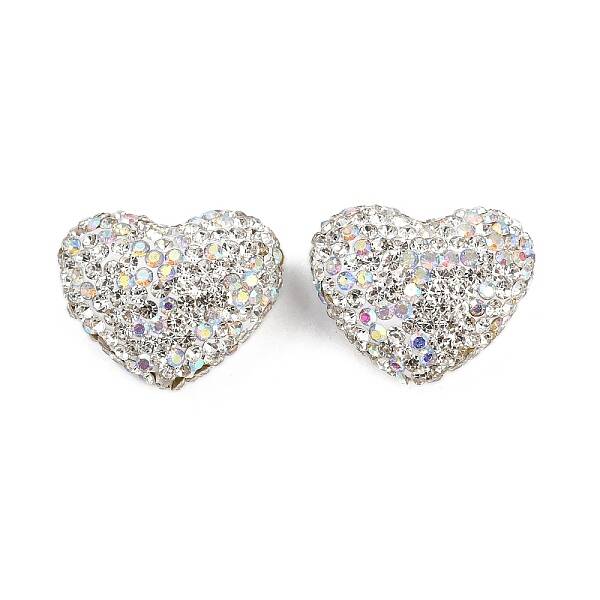 Heart Shaped Polymer Clay Rhinestone Beads