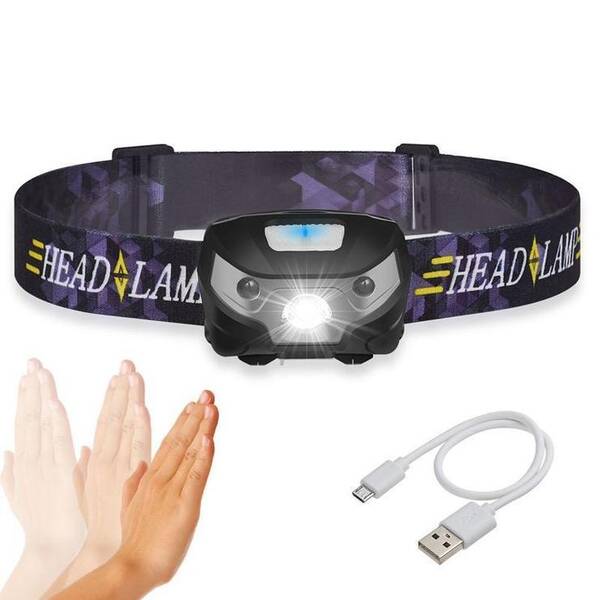 LED Headlamp 3000LM Mini Body Motion Sensor | Color: Black