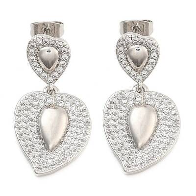 Brass Pave Cubic Zirconia Stud Earrings for Women