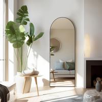 Full Length Mirror, Floor Standing Mirror with Stand, Wall Aluminum Alloy Thin Frame Hanging or Leaning for Living Room Bedro...