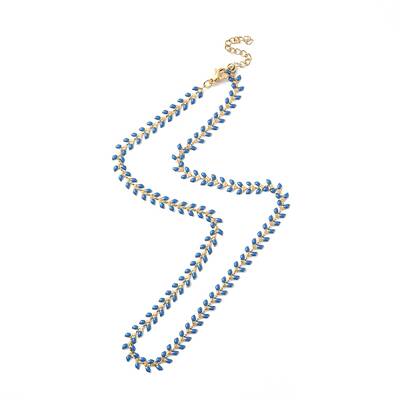 Enamel Ear of Wheat Link Chain Necklace