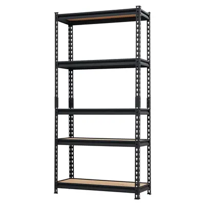 Garvee Heavy Duty Garage Shelving 2000 lbs Adjustable 5 Tier Metal Storage Shelves Carbon Steel Durable Anti-Tip Brackets Bla...