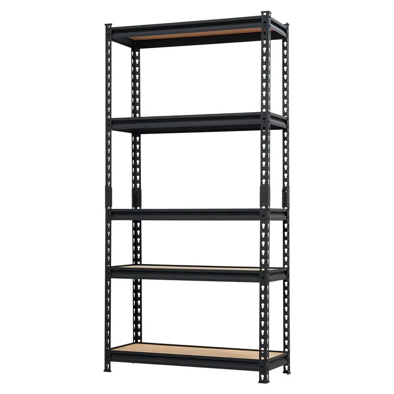 Garvee Heavy Duty Garage Shelving 2000 lbs Adjustable 5 Tier Metal Storage Shelves Carbon Steel Durable Anti-Tip Brackets Bla...