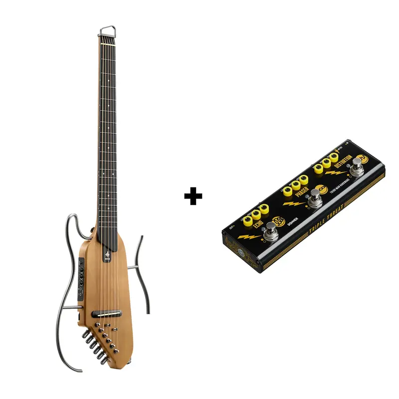 Donner HUSH™ I Acoustic-Electric Travel Guitar - Maple Natural / Guitar+Triple Threat