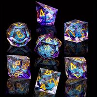 Purple Sand Core Galaxy Design Dice Set, 7 Counts/set Polyhedral Dice, D&D Game Dice, Tabletop Game Accessories for Men and W...