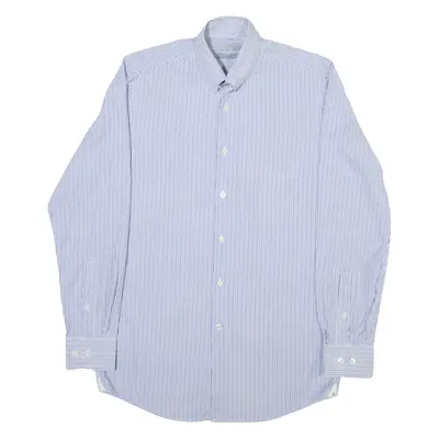 MADDISON Mens Shirt Blue Striped Long Sleeve S